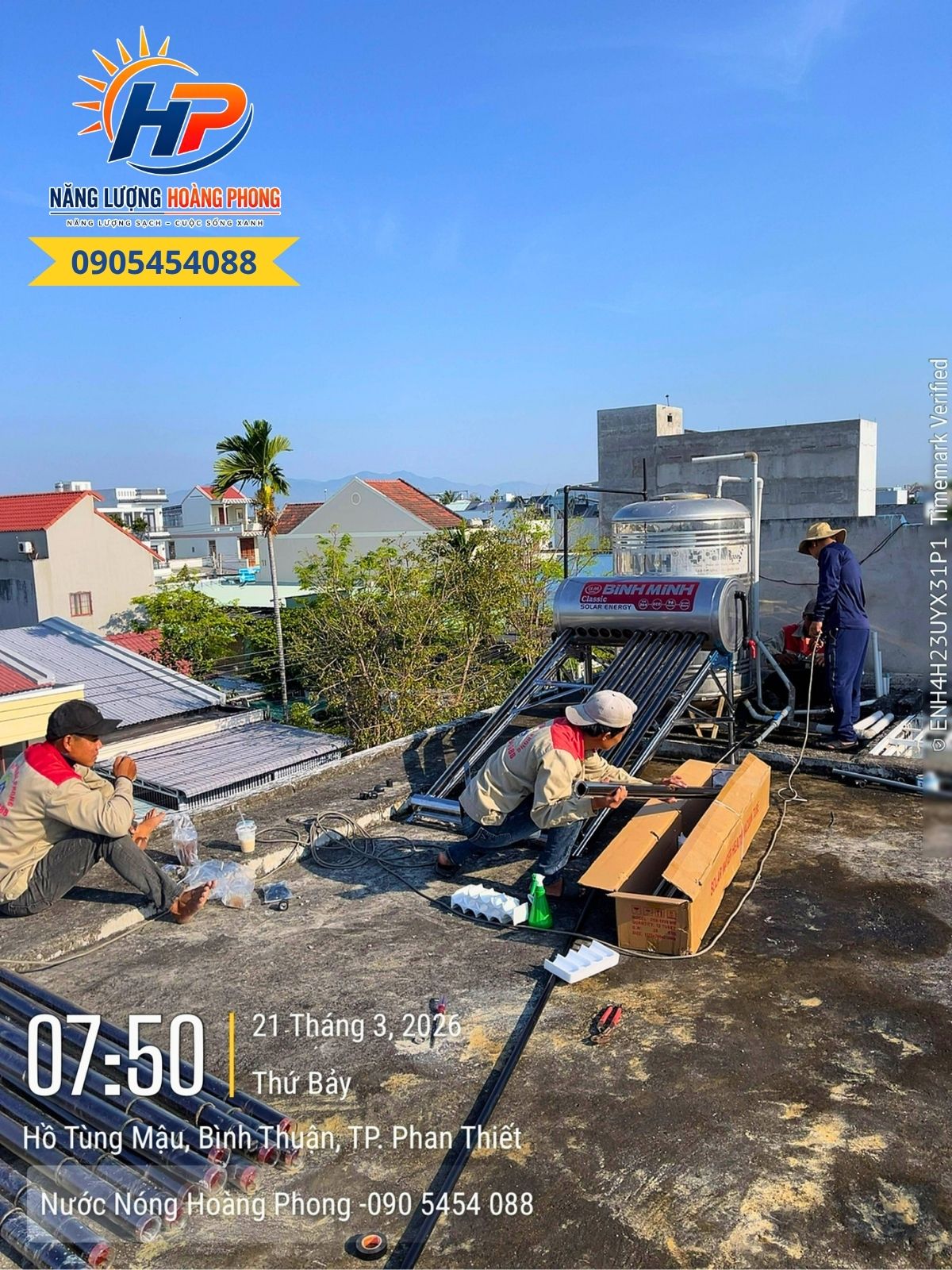 Cập Nhật Công Trình Lắp Máy Nước Nóng Năng Lượng Mặt Trời Cho Nhà Đang Xây