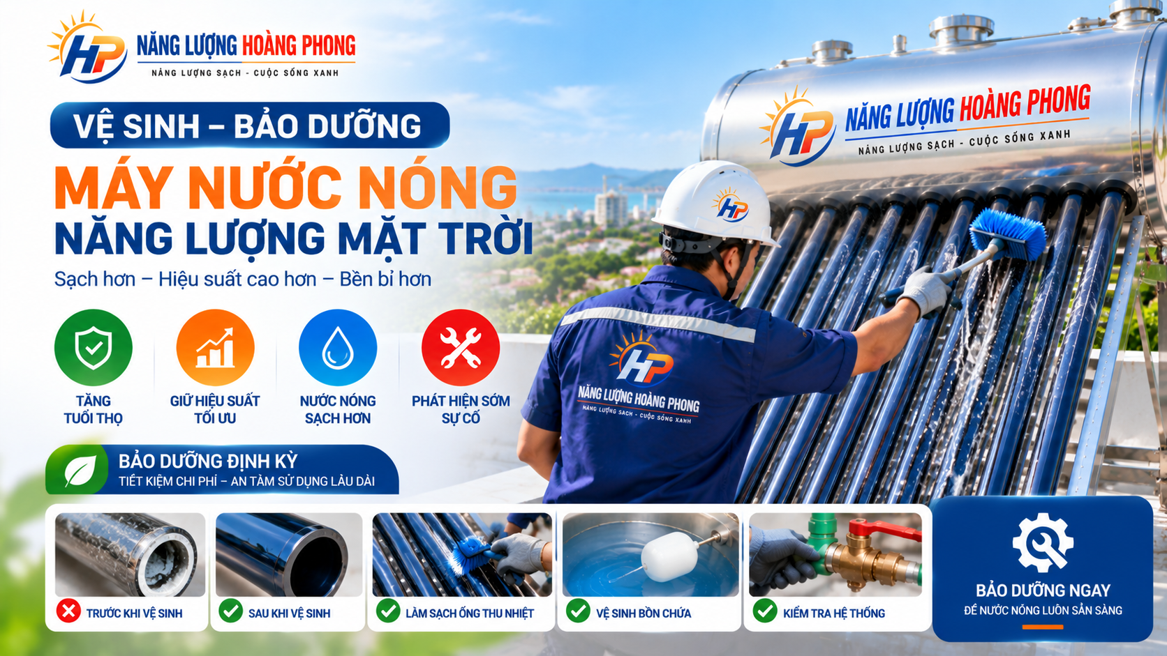 Vệ Sinh Và Bảo Dưỡng Máy Nước Nóng Năng Lượng Mặt Trời Phan Thiết